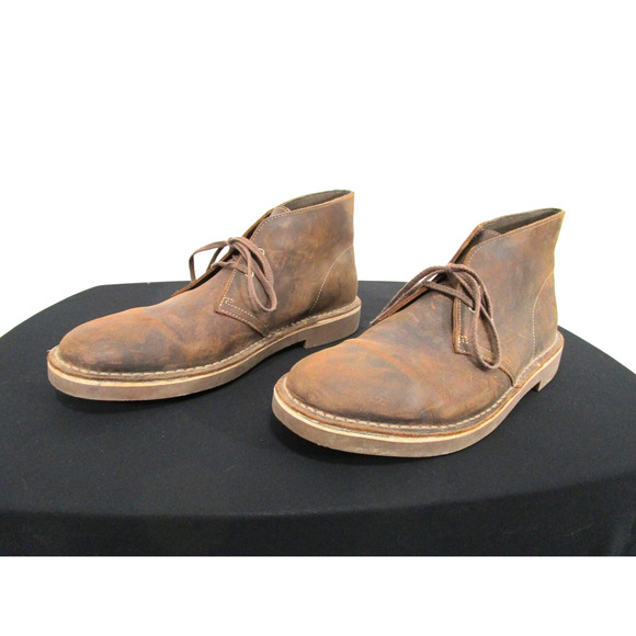 Clarks Bushacre Brown Leather 2 Eye Chukka Desert Boots Men Sz 10 M - Picture 1 of 12